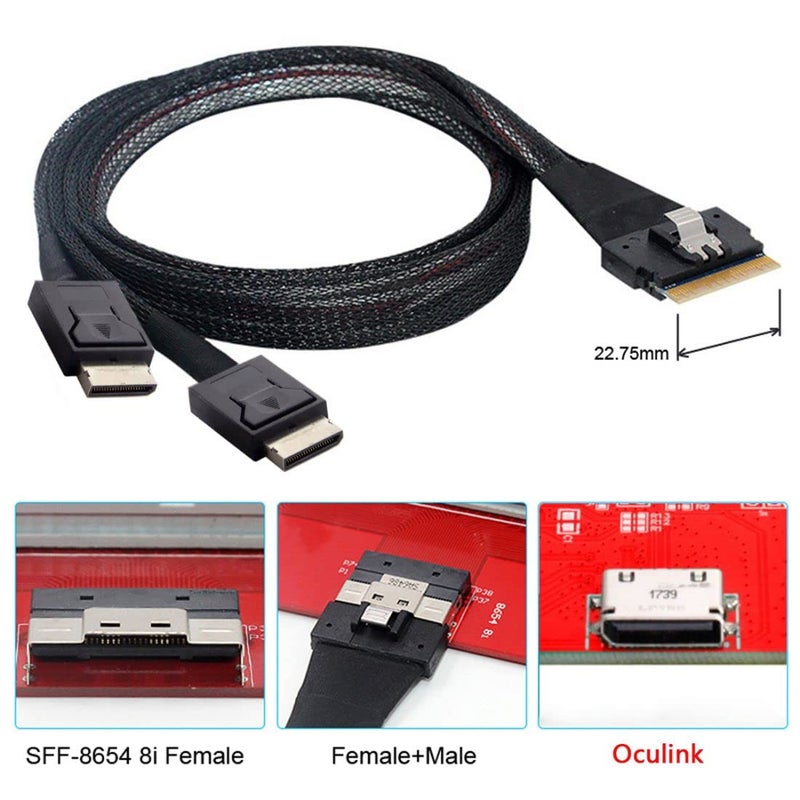 Chenyang 1.64FT SlimSAS to Oculink Cable,SFF-8654 8i 1 to 2 SFF-8611 4i Cable for Servers, Switches, Routers, Hard Drive - Image 3